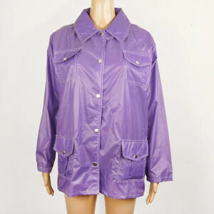 Vintage 60s Mod Retro Pastel Purple Snap Button Light Rain Jacket